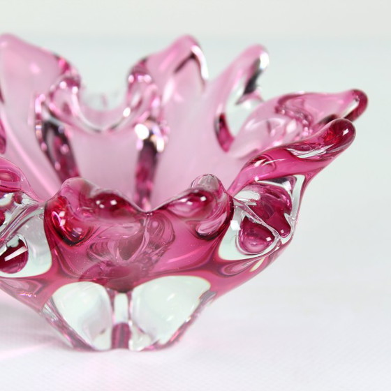 Image 1 of 1960s Pink Art Glass Bowl, Frantisek Zemek Czechoslovakia