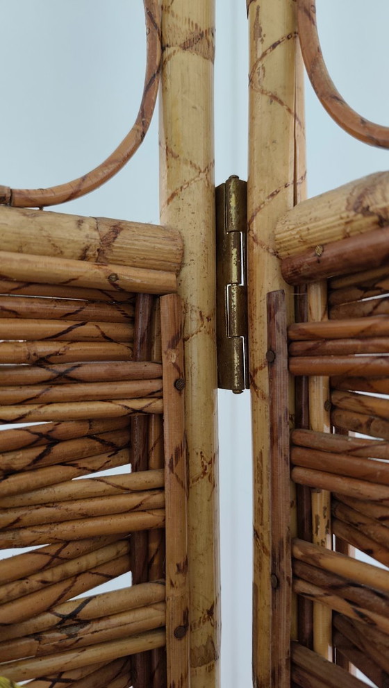 Image 1 of Italian screen in rattan and bamboo from the 60s