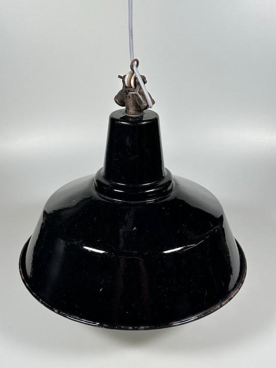 Image 1 of jaren 30 40 plafondlamp industriële lamp emaille loft metaal Bauhaus design