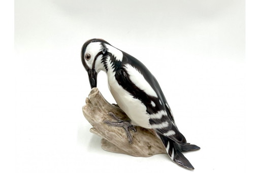 Porcelain woodpecker figurine, Bing & Grondahl, Denmark, 1970s/80s.