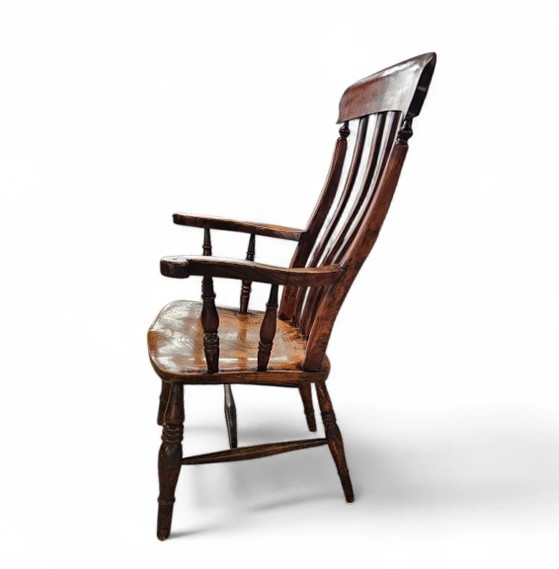 19th Century Elm country high slat back chair with a fabulous colour and patina – Adjustable recliner chair (photo 4 of 7)