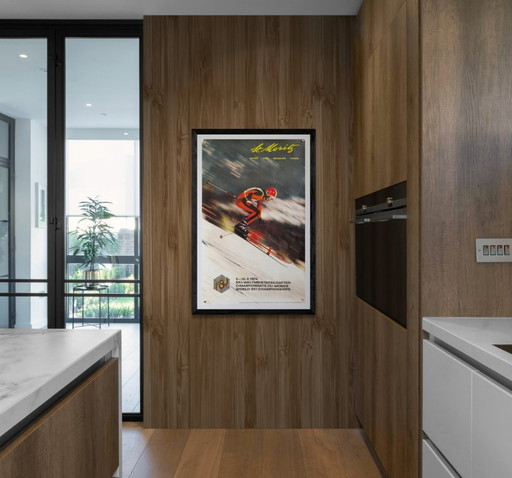 ⛷️ St. Moritz World Ski Championships – 1974 – Original Vintage Poster | Plakat | 102 × 64 cm | Switzerland