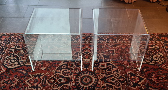 Image 1 of Mid-Century Lucite
plexiglass side table from the 1970s