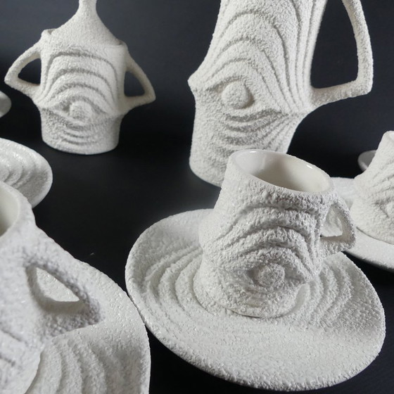 Image 1 of Service à moka en porcelaine Op Art des années 1970