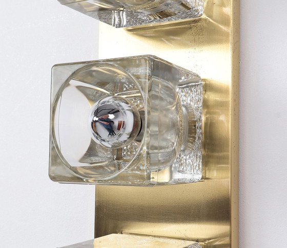 Image 1 of Peill & Putzler ice cube brass and glass wall or ceiling lamp