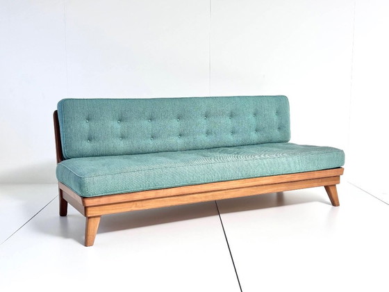 Vintage Scandinavian Mid-Century Daybed, Couches, Wood, Textile, Blue, Mid Century Modern (photo 4 of 15)