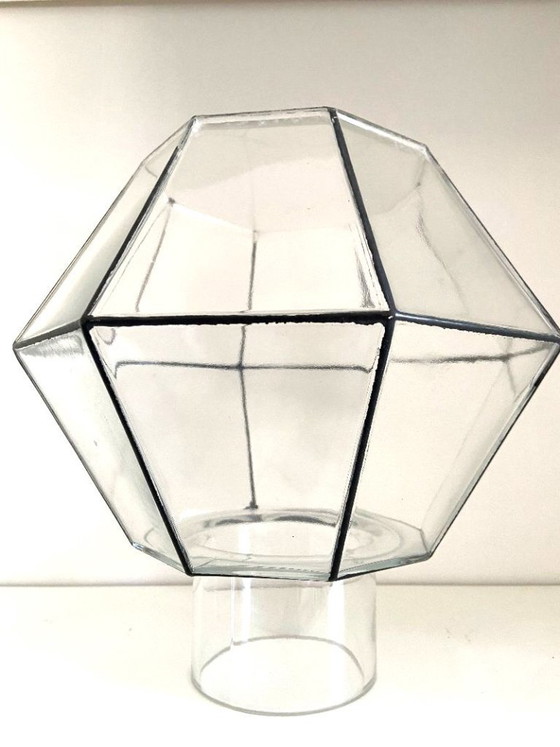 Image 1 of Lampada da soffitto vintage con paralume a globo in vetro, prodotta a Glashütte, Limburgo, Germania, nel 1960.