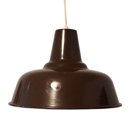 Vintage bruin metalen hanglamp, Denemarken 1970