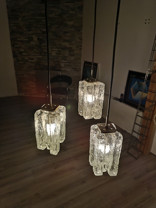 Rare Cascade Ice Glass Granada chandelier by JT Kalmar, 1970s