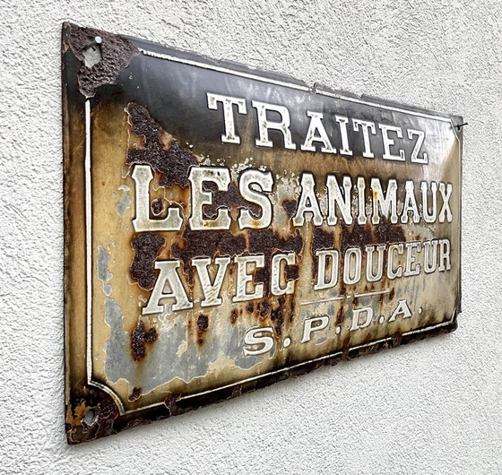 Antica insegna belga in smalto a rilievo per la protezione degli animali, c.1905 – Decorazioni murali (photo 7 of 10)