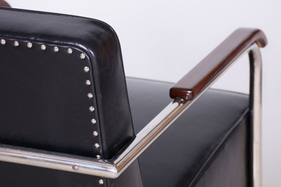 Paar gerestaureerde Bauhaus-fauteuils, van Mücke-Melder, Leer, Tsjechisch, jaren dertig – Leather, Wood (photo 3 of 14)