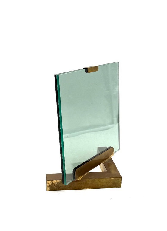 Image 1 of Bilderrahmen aus Messing und Glas im Hollywood-Regency-Stil, nach Art von Gabriella Crespi, Italien, 1970er Jahre