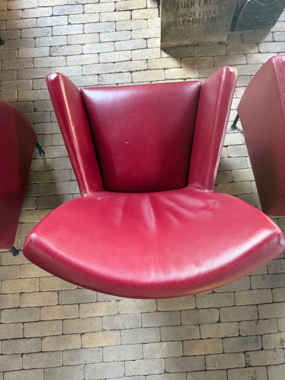Montis Windy Armchairs – Gerard Van Den Berg – Bordeaux Red Leather (photo 8 of 12)