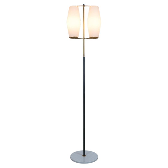 Stilnovo Lampada da terra Mid Century Ottone & Vetro Opalino – Lampade da terra, Iron, Wood (photo 3 of 22)