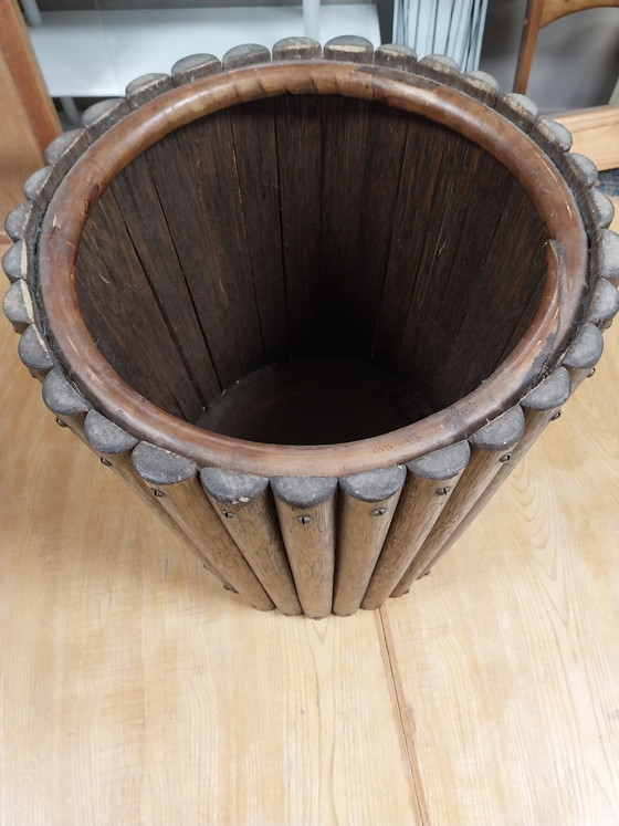 Image 1 of 1x großer runder Holzpflanzkübel aus den 1970er Jahren