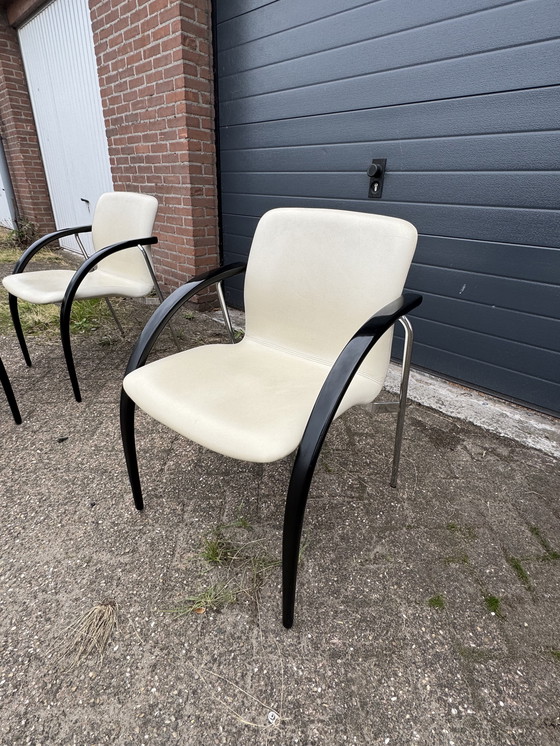 Image 1 of 4 Esszimmerstühle aus Leder Team by Wellis Farbe Beige/Schwarz neuwertig.