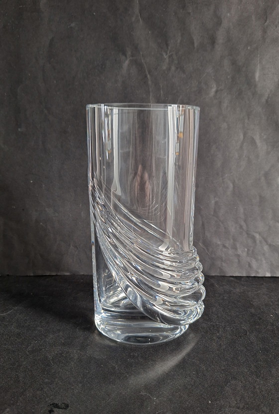 Image 1 of Peill & Putzler heavy swirling crystal vase. Swag motif.