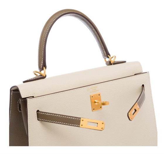 Image 1 of Sac HERMES Kelly 25 en Cuir Blanc - 103494