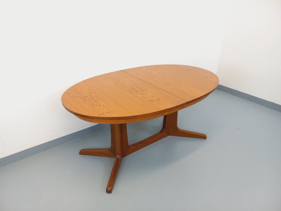 Image 1 of Vintage Baumann oval teak dining table from the 1960s/70s with extensions