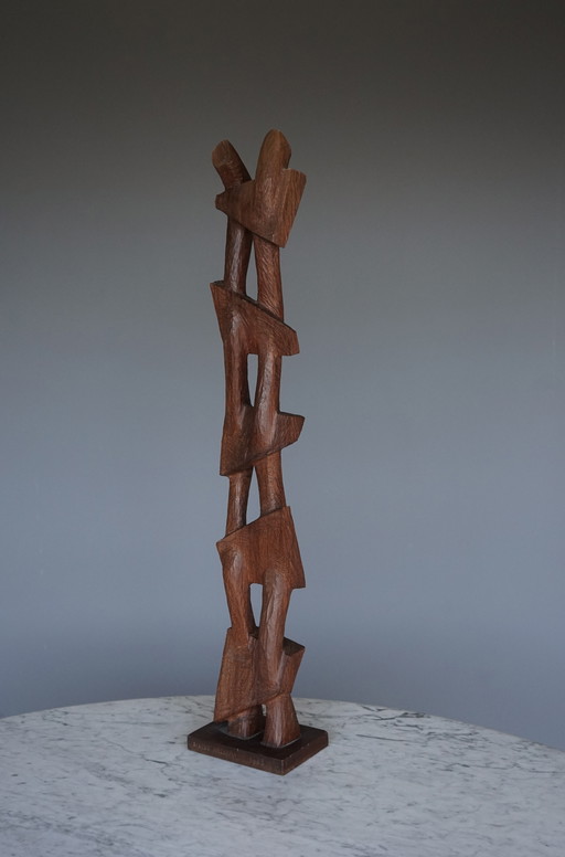 Bertus Hylkema, Abstrakte Teakholz-Skulptur, 1968