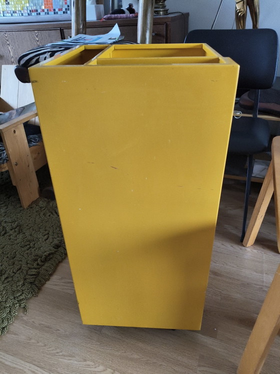 Image 1 of Rare Vintage Metal Bieffe Padova Architect's Trolley (1970s) – Bright Yellow with Key!