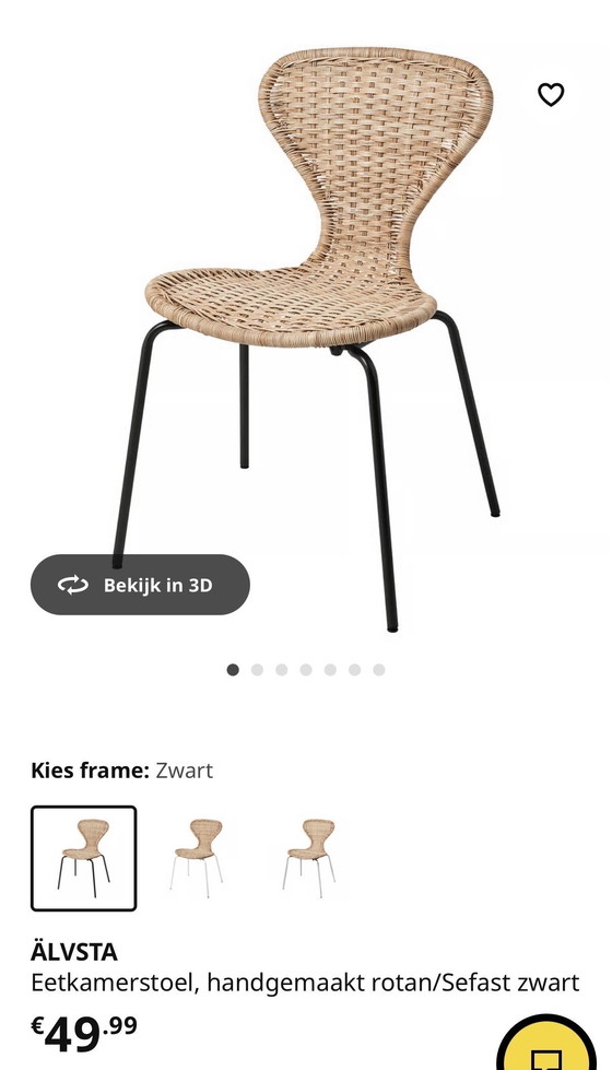 Image 1 of 2 x ÄVSTA eetkamerstoelen riet IKEA ; NIEUW 