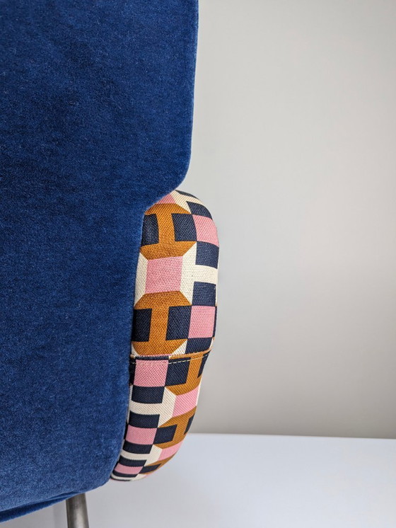 Image 1 of Paire de fauteuils Lady en velours bleu Hermès, Marco Zanuso, Italie, années 1950