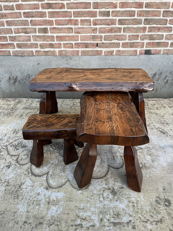 Image 1 of vintage brutalist wabi sabi salontafel set