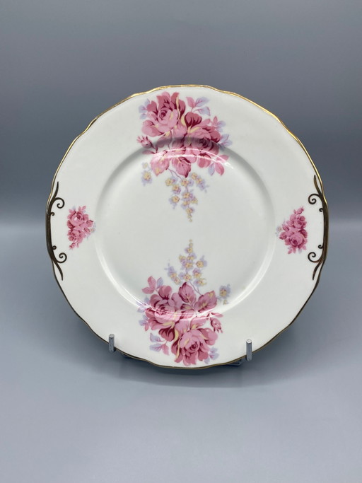 Assiette ancienne en porcelaine de Limoges – Roses anciennes et dorure – Circa – decoratieve objecten, Gold