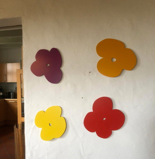 Ebbers, Klaus - 4 x Bloemen, 2025 - Gekleurd metalen object - met de hand gesigneerd