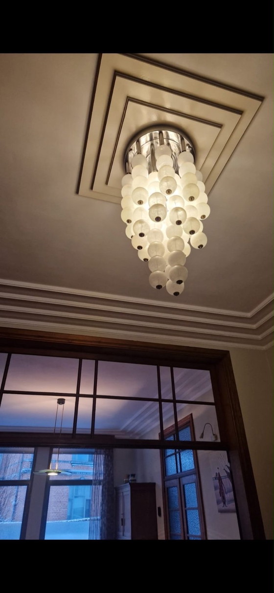 Mazzega - Carlo Nason - Ceiling Lamp - Murano Glass - Mid-Century Chandelier – Chrome (photo 3 of 10)