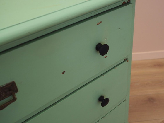 Solid pine chest of drawers painted green, three drawers, Denmark 1950s – Wood (photo 11 of 16)