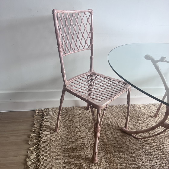 Image 1 of Faux Bamboo tuinset tafel en 4 stoelen vintage