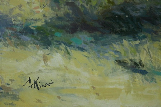 Oude bakstenen brug in Normandië - Gesigneerd olieverfschilderij – Schilderijen & Tekeningen, Canvas (photo 11 of 16)