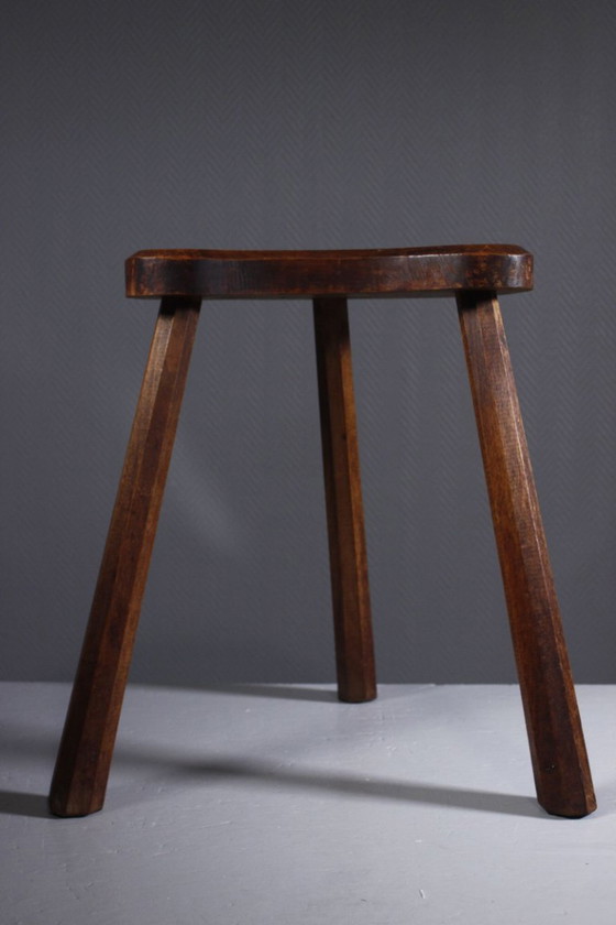 Vintage melkkruk, met bonenzitting, brutalistisch ontwerp, volkskunst, jaren 1950 – Krukjes, Wood (photo 3 of 14)