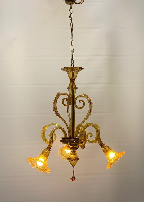 Image 1 of Lampadario di Murano Vintage attribuito a Venini