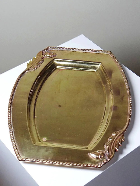 Small vintage brass tray with floral motif, Louis XVI style., Table accessories, Pink (photo 3 of 14)