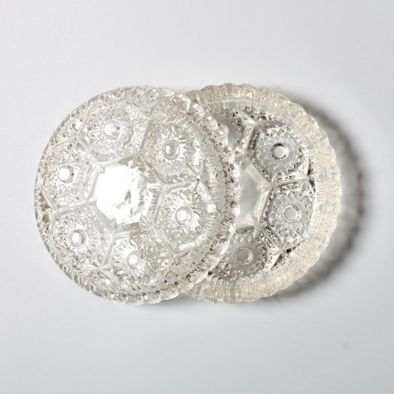 Image 1 of Sieradendoos van geperst glas uit het midden van de 20e eeuw / Geometrische bonbonpot