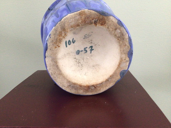 Image 1 of Vintage cache pot handgedraaid iriserend glazuur