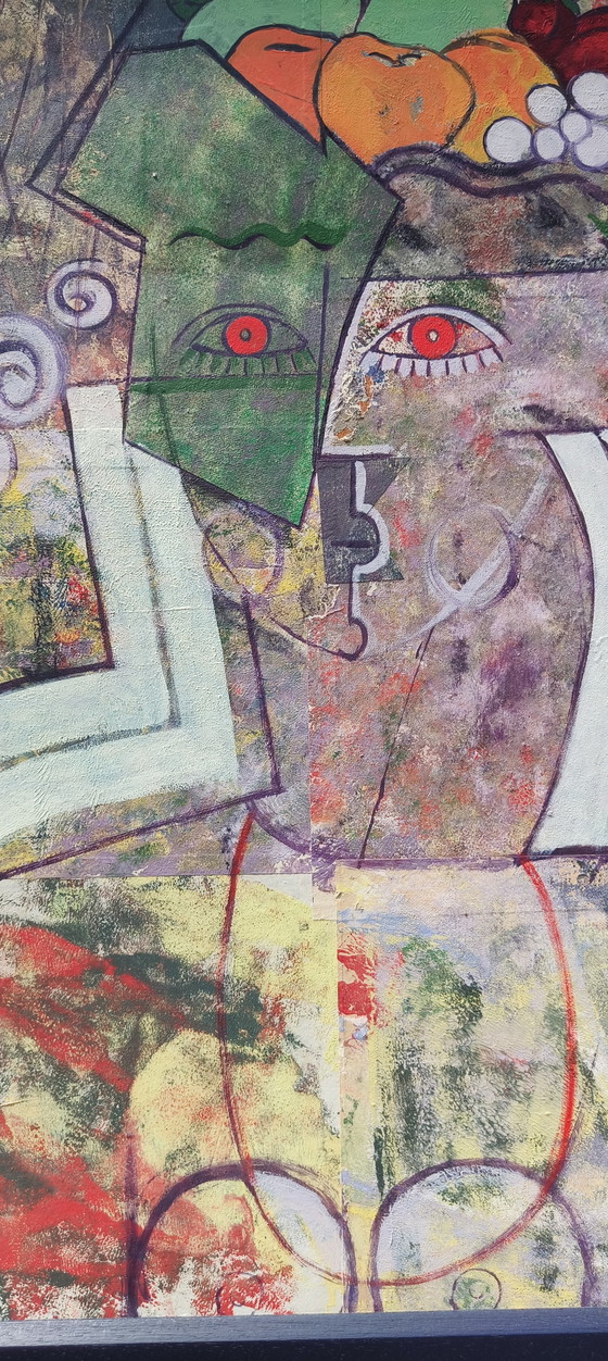 Image 1 of Ludo Huys, Mixed-Media-Kunst aus den 1990er Jahren im Stil von Picasso
