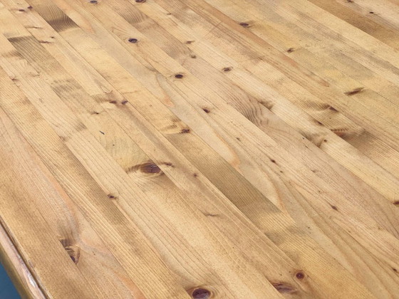 Image 1 of Large country-style dining table, solid wood, white painted, 1980s