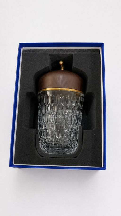 Lampada portatile St Louis Crystal Folia in legno scuro ambrato