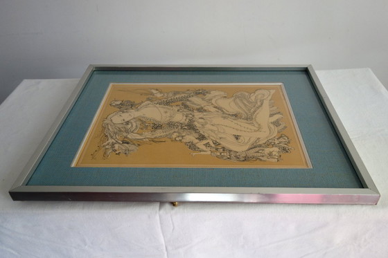 Image 1 of Lithograph by Françoise Muller, on Vellum Paper, 1970s