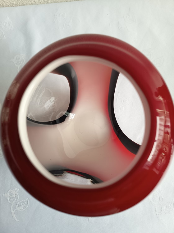 Murano Glas Vase – Handgefertigt, Rot Mit Modernem Design – Dekorative Objekte (photo 8 of 9)