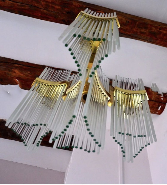 Image 1 of Gaetano Sciolari Rarissimo Lampadario Cascade  Hollywood Regency - 7 luce -  Vintage anni '70
