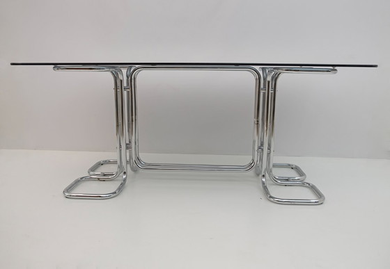 Image 1 of Table de salle à manger en verre fumé Giotto Stoppino, Italie moderne du milieu du siècle, 1970