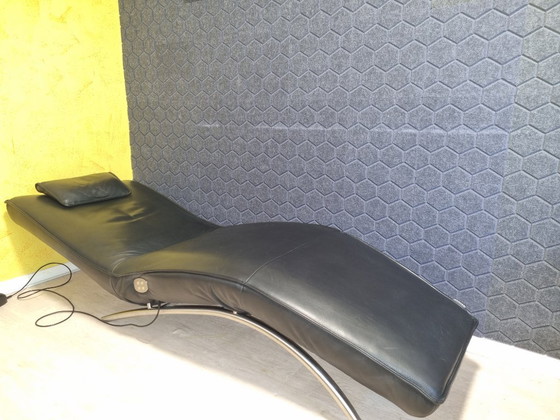 Image 1 of KOINOR Jonas designer recliner in black leather, electric with battery, including neck pillow