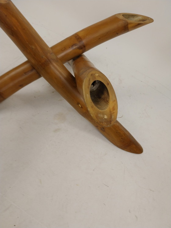 Image 1 of 1 x bamboe en glad salontafel 1970's 107 x 38cm 