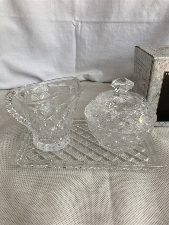 Image 1 of Crystal sugar tray and milk jug set