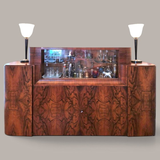 Rare Art Deco Dining Room 'PAUL' by De Coene Frères, Kortrijk, c. 1936 – Sideboard cabinet, Wood, Glass (photo 2 of 9)